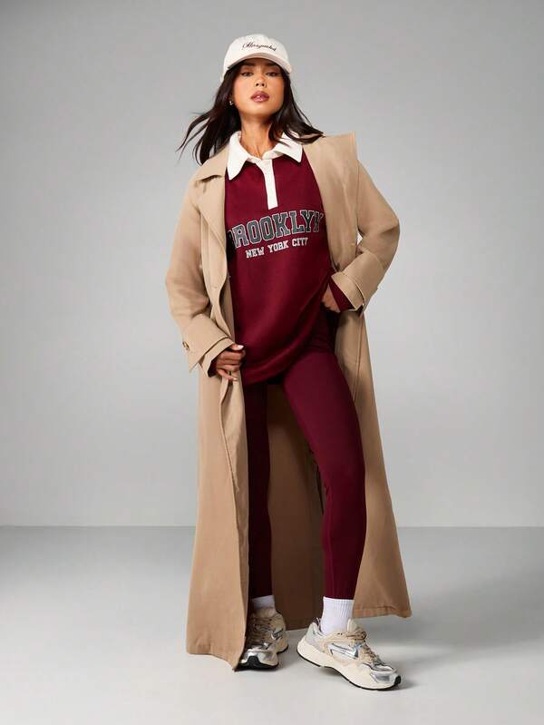 MISSGUIDED Collared Sweatshirt With Brooklyn Print