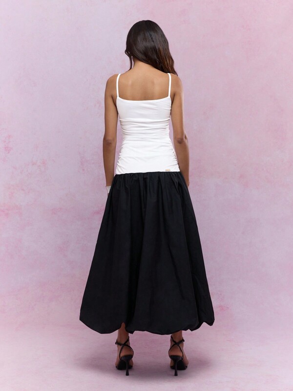 MISSGUIDED Color Block Bubble Ruched Long Hem Cami Maxi Dress