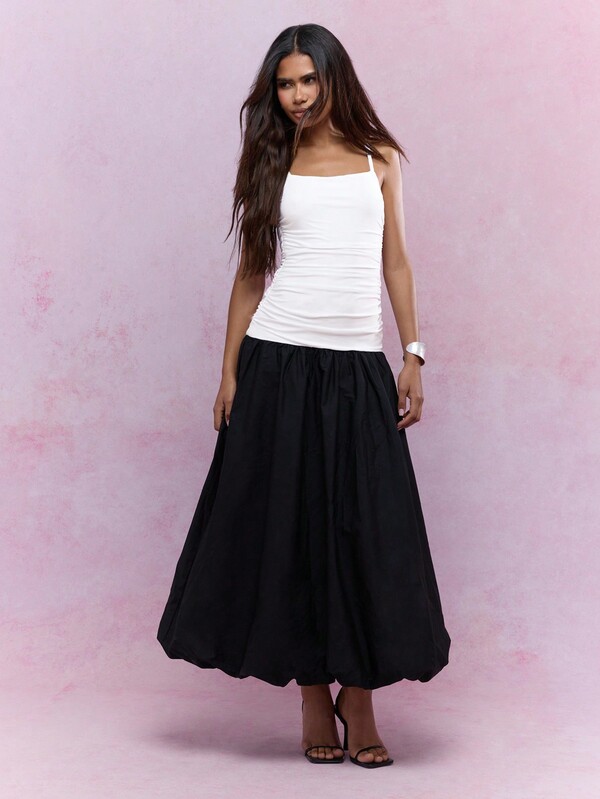 MISSGUIDED Color Block Bubble Ruched Long Hem Cami Maxi Dress