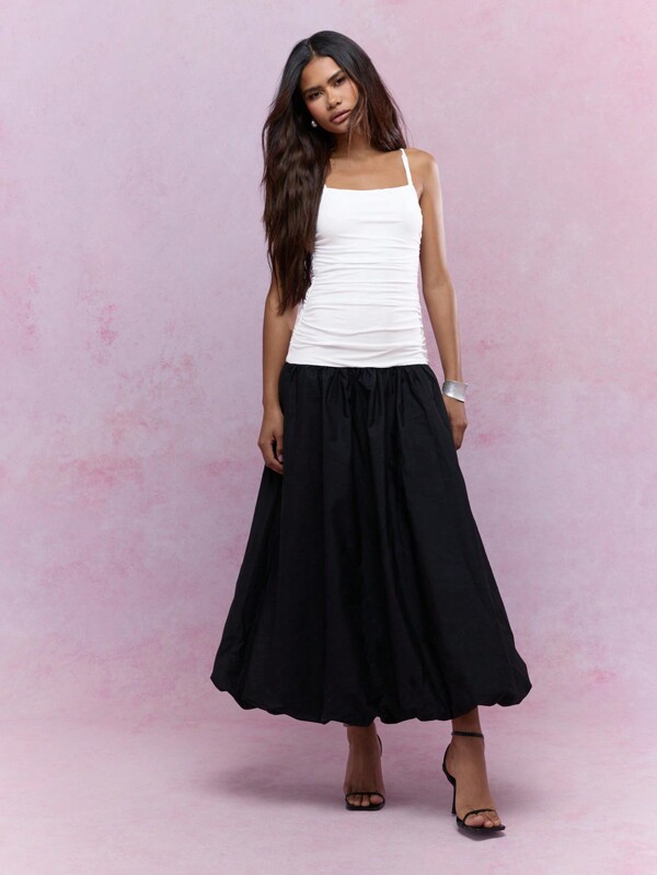 MISSGUIDED Color Block Bubble Ruched Long Hem Cami Maxi Dress