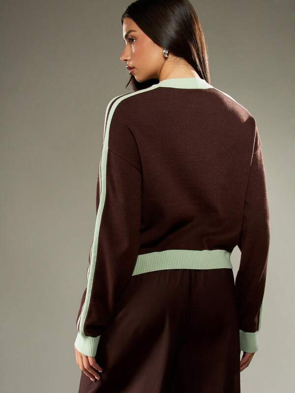 MISSGUIDED Color Block Knit Jumper With Ribbed Trim