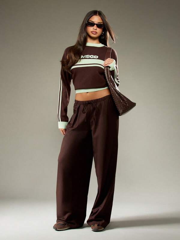 MISSGUIDED Color Block Knit Jumper With Ribbed Trim