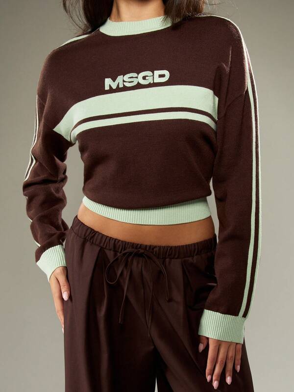 MISSGUIDED Color Block Knit Jumper With Ribbed Trim
