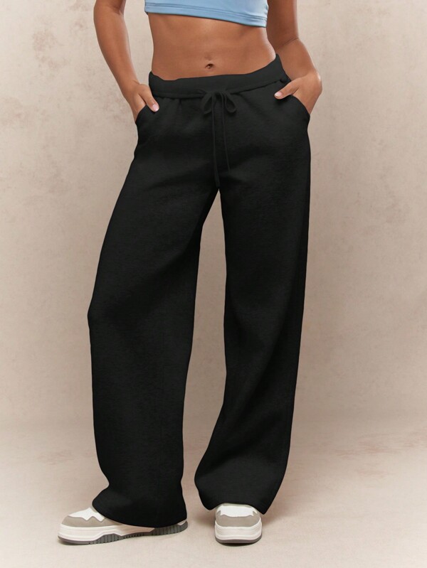 MISSGUIDED Comfy Athletic Wide Leg Sweatpants With Drawstring