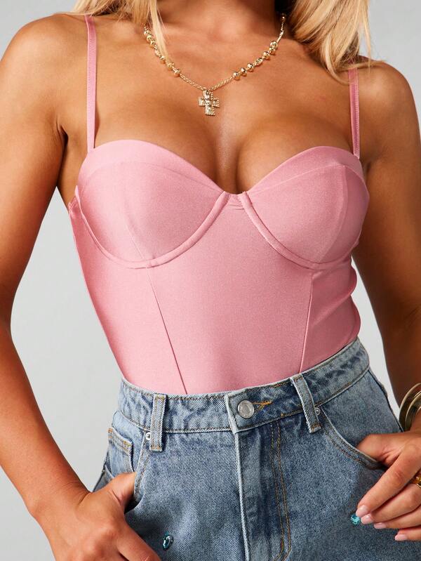 MISSGUIDED Corset Bustier Bodysuit With Structured Cups