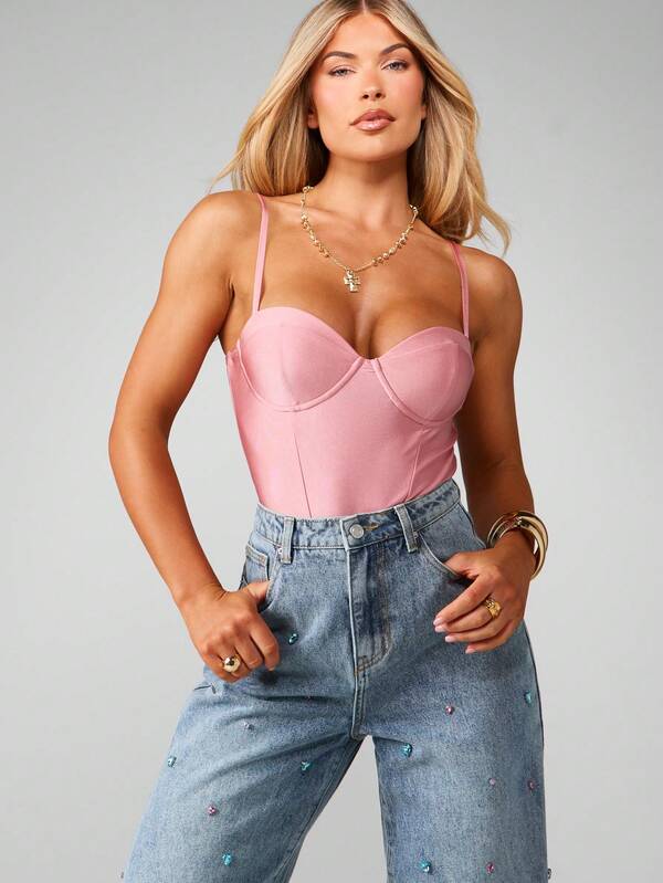 MISSGUIDED Corset Bustier Bodysuit With Structured Cups