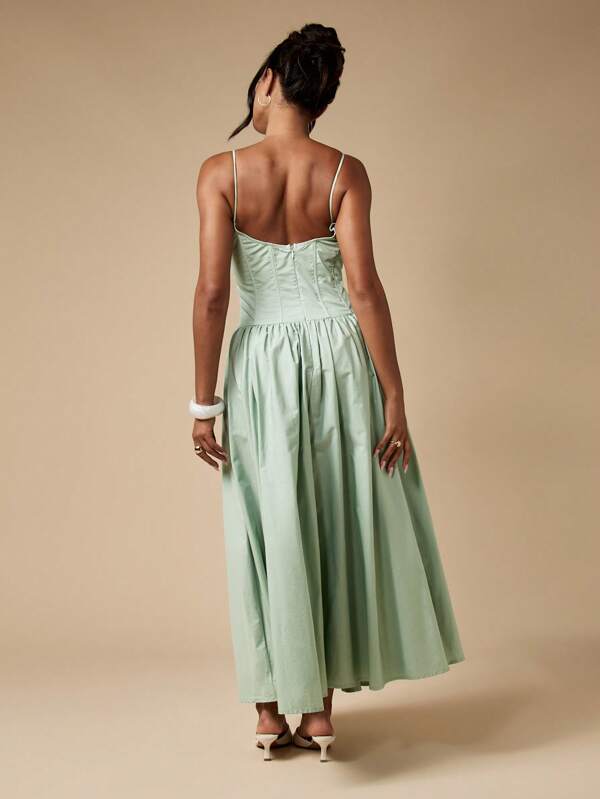 MISSGUIDED Corset Lace Up Midaxi Dress With Full Circle Skirt