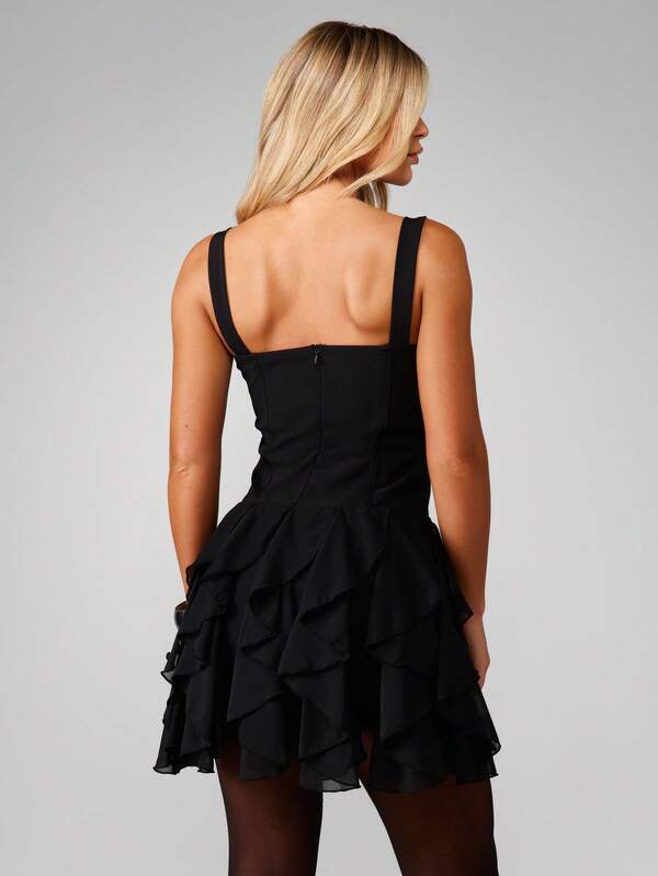 MISSGUIDED Corset Mini Dress With Ruffle Hem