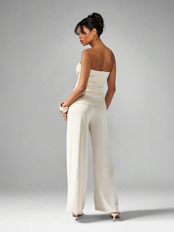 MISSGUIDED Corset Style Top With Wide Leg Pants Set