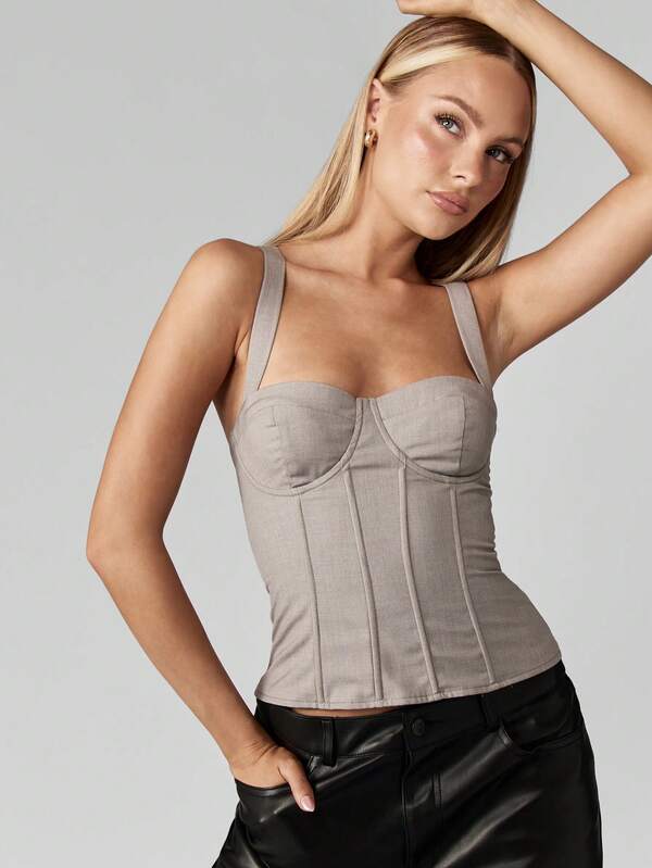 MISSGUIDED Corset Tank With Lace Up Back