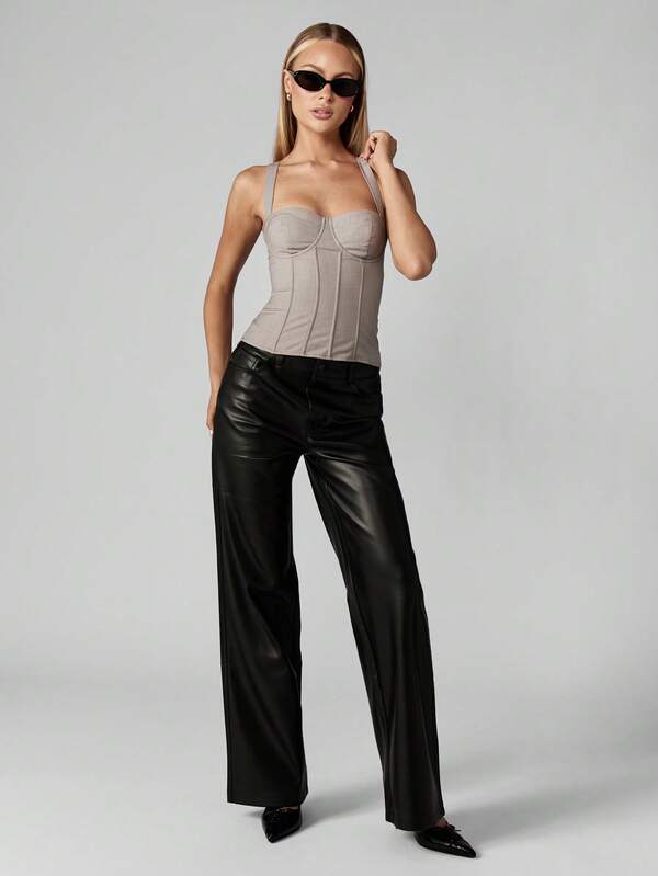 MISSGUIDED Corset Tank With Lace Up Back