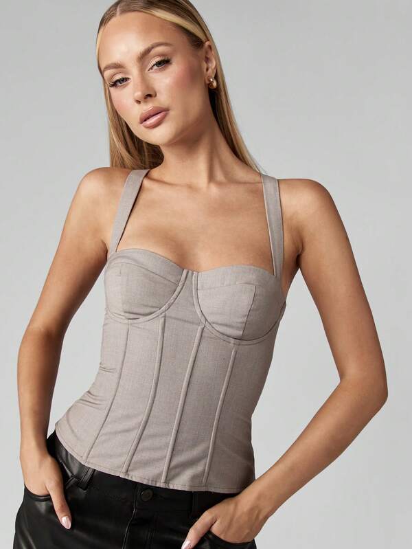 MISSGUIDED Corset Tank With Lace Up Back