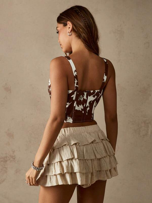 MISSGUIDED Cow Print Corset Top With Structured Boning