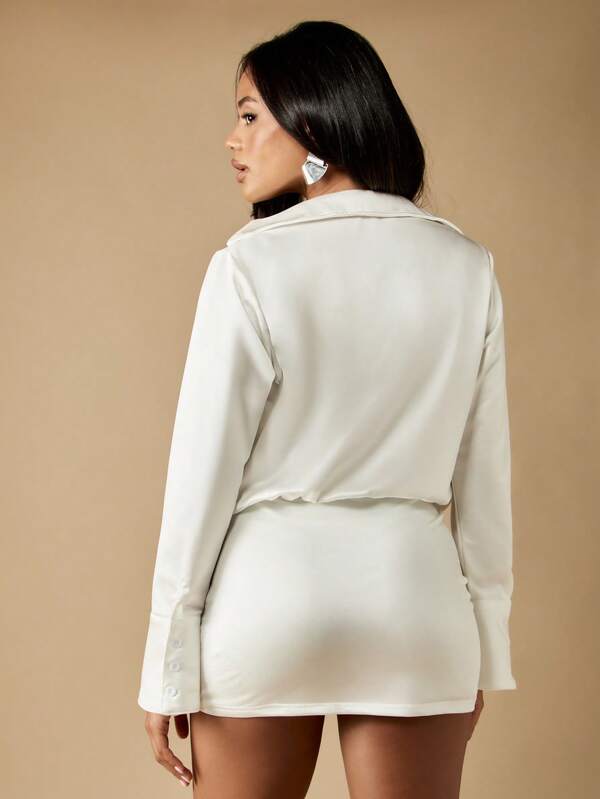 MISSGUIDED Cowl Neck Mini Dress With Long Bell Sleeves
