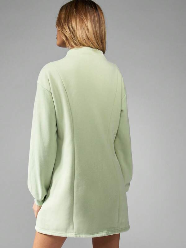 MISSGUIDED Cozy Loopback Sweater Mini Dress High Neck Long Sleeve Ribbed