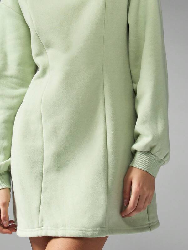 MISSGUIDED Cozy Loopback Sweater Mini Dress High Neck Long Sleeve Ribbed