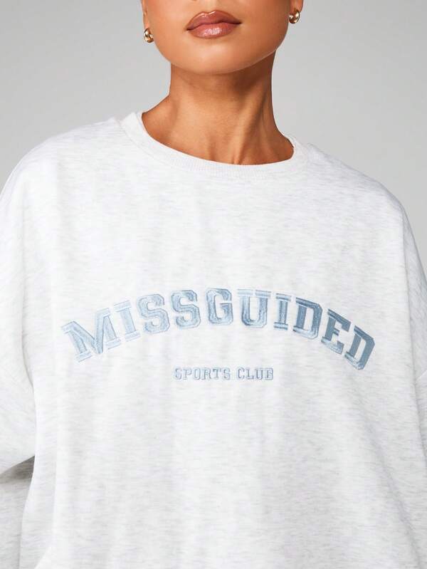 MISSGUIDED Crew Neck Sweatshirt With Sports Club Print