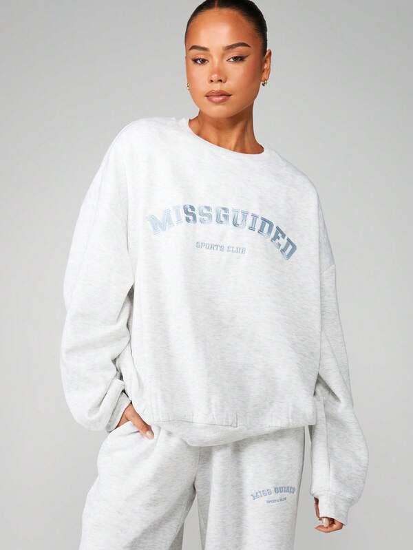 MISSGUIDED Crew Neck Sweatshirt With Sports Club Print