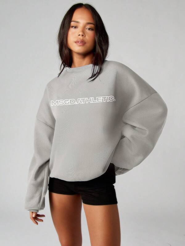 MISSGUIDED Crew Neck Sweatshirt With Text Logo