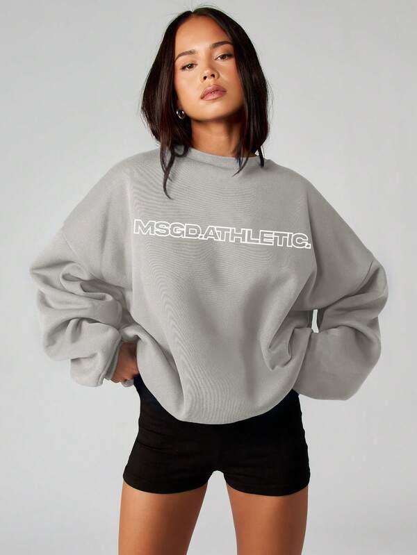 MISSGUIDED Crew Neck Sweatshirt With Text Logo