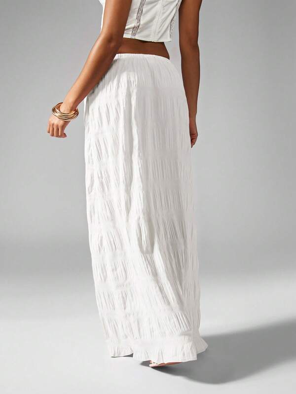 MISSGUIDED Crinkle Texture Maxi Skirt With Drawstring Waist