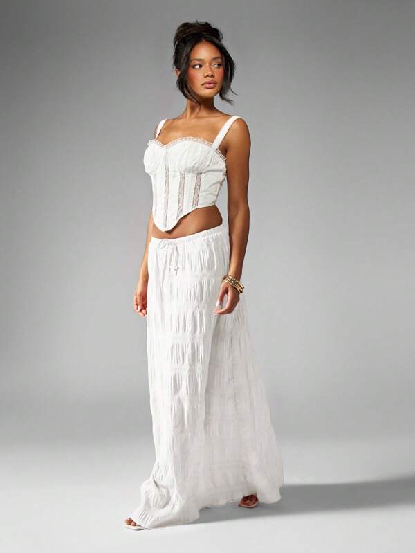 MISSGUIDED Crinkle Texture Maxi Skirt With Drawstring Waist