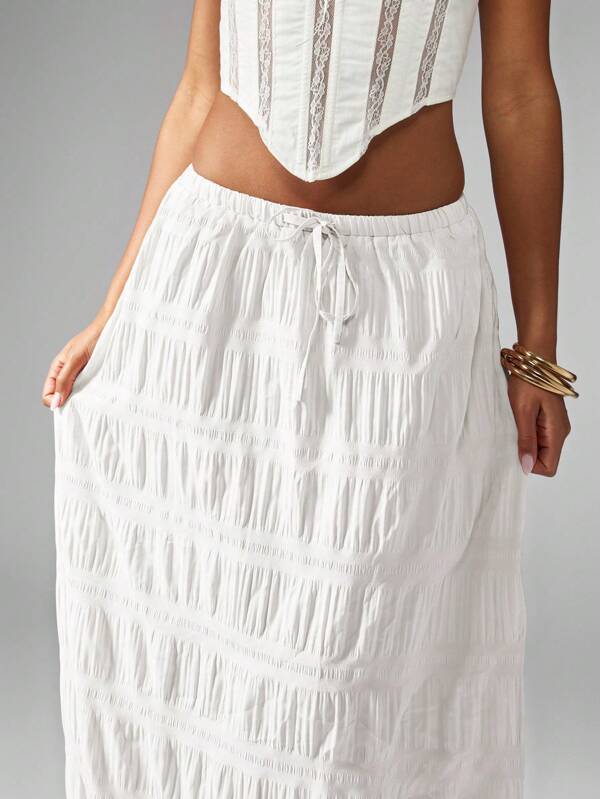 MISSGUIDED Crinkle Texture Maxi Skirt With Drawstring Waist