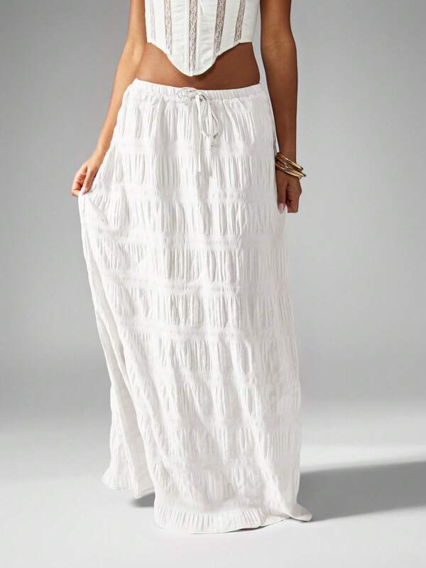 MISSGUIDED Crinkle Texture Maxi Skirt With Drawstring Waist