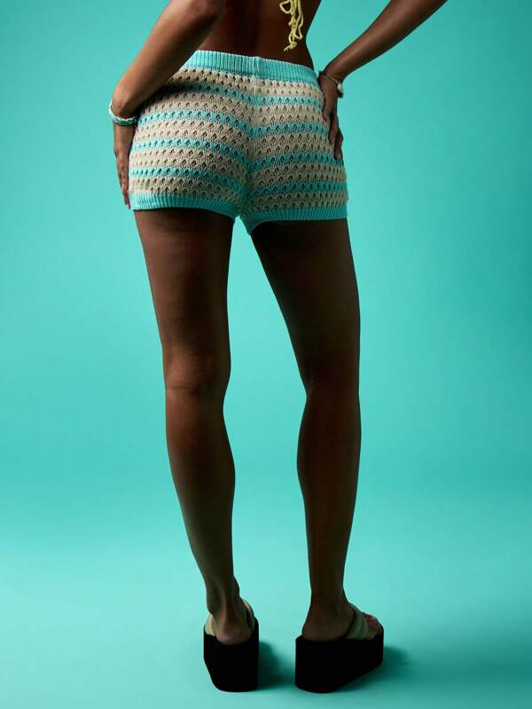 MISSGUIDED Crochet Knit Drawstring Lounge Shorts