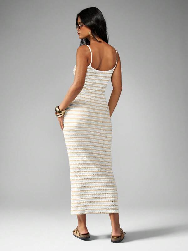 MISSGUIDED Crochet Knit Strappy Bodycon Maxi Dress