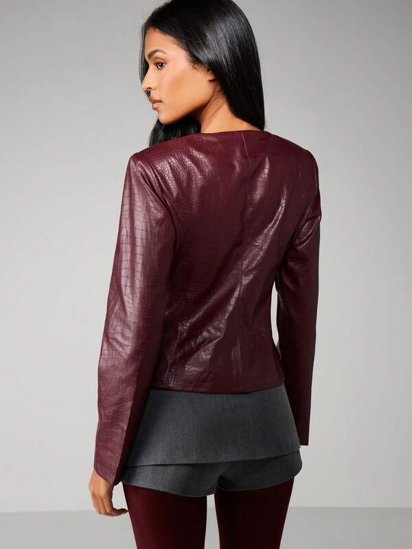 MISSGUIDED Crocodile Print Button Front Blazer