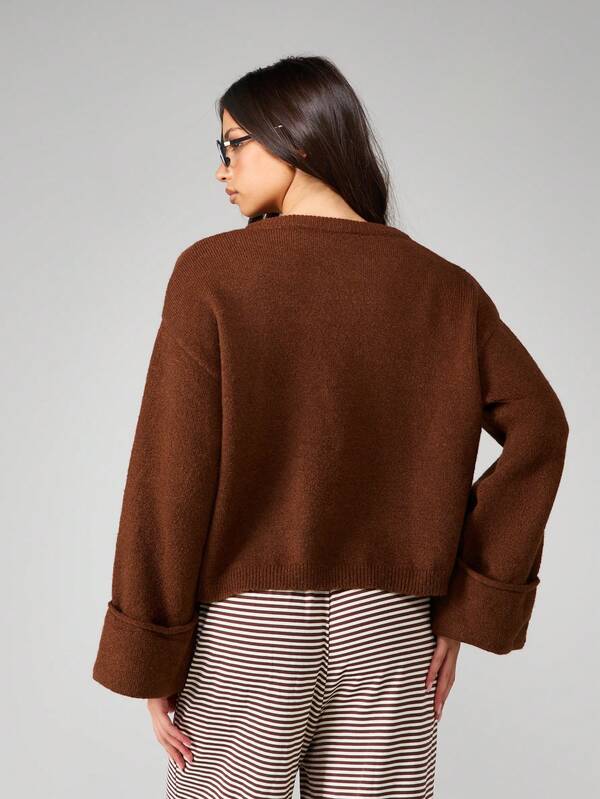MISSGUIDED Cropped Button Front Cardigan With Wide Cuffs