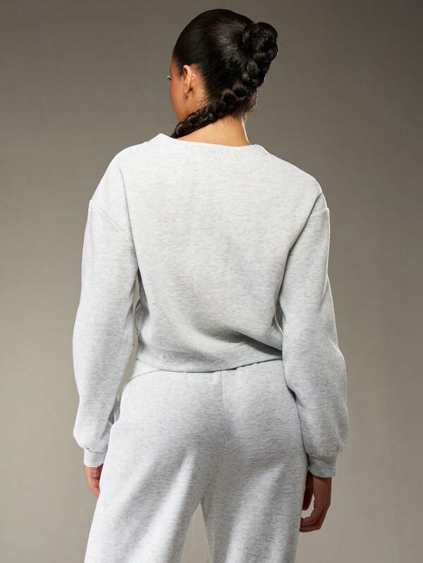MISSGUIDED Cropped Button Front Sweatshirt With Long Sleeves