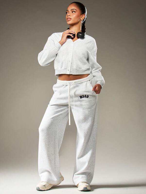 MISSGUIDED Cropped Button Front Sweatshirt With Long Sleeves