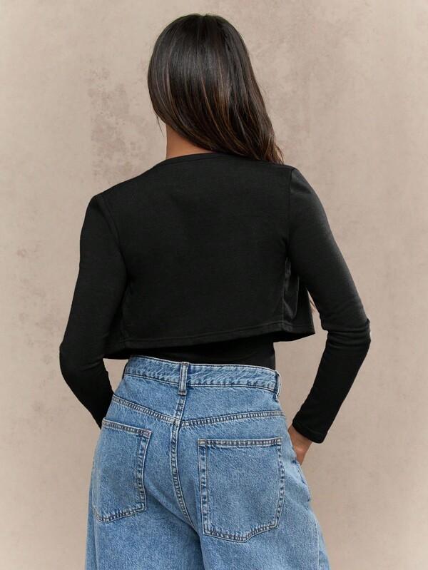 MISSGUIDED Cropped Button Up Cardigan With Tube Top Set