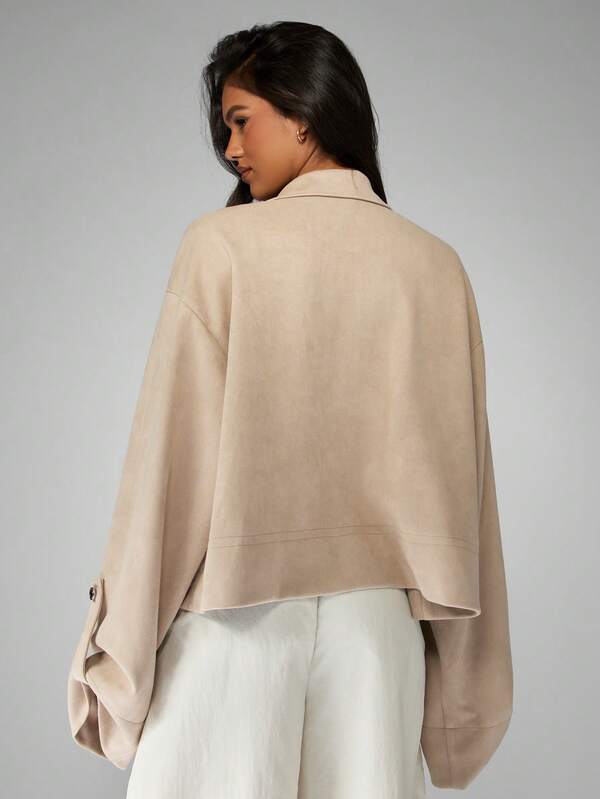 MISSGUIDED Cropped Canvas Utility Jacket With Button Closure