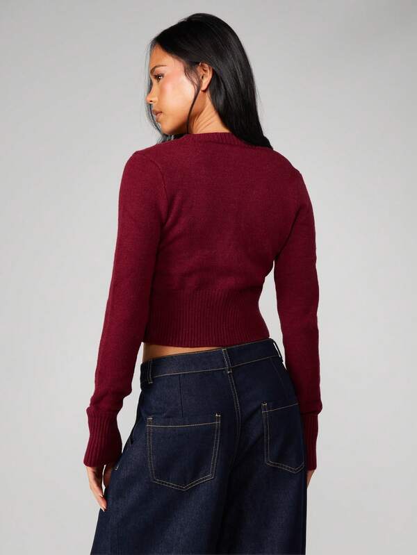 MISSGUIDED Cropped Cardigan With Jewelled Buttons