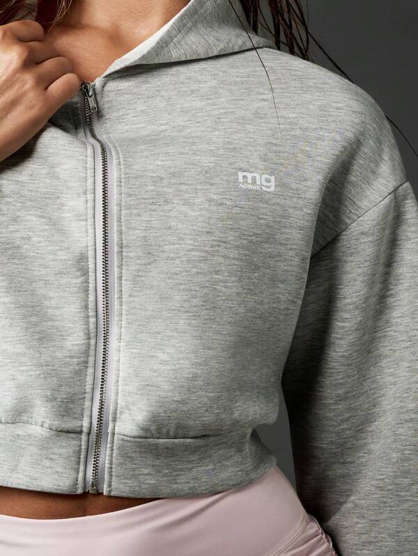 MISSGUIDED Cropped Full Zip Hoodie Athleisure Sweatshirt