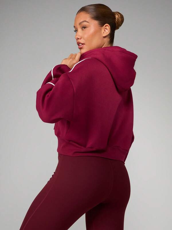 MISSGUIDED Cropped Full Zip Hoodie With Split Centre Pocket