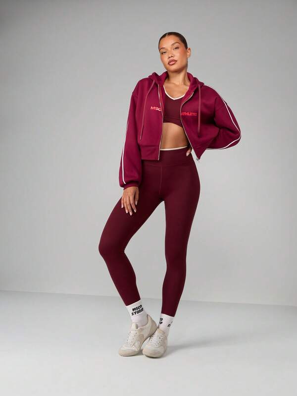 MISSGUIDED Cropped Full Zip Hoodie With Split Centre Pocket