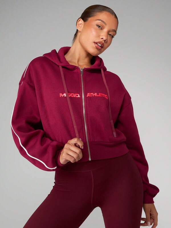 MISSGUIDED Cropped Full Zip Hoodie With Split Centre Pocket