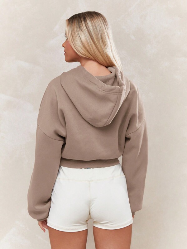 MISSGUIDED Cropped Hoodie Sweatshirt With Drawstring And Ribbed Hem