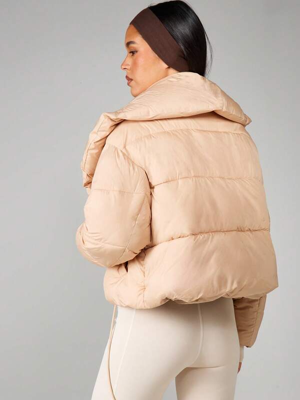 MISSGUIDED Cropped Puffer Coat With Hood