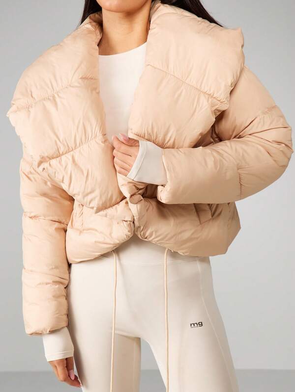 MISSGUIDED Cropped Puffer Coat With Hood