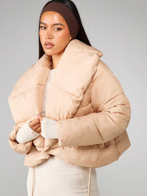 MISSGUIDED Cropped Puffer Coat With Hood