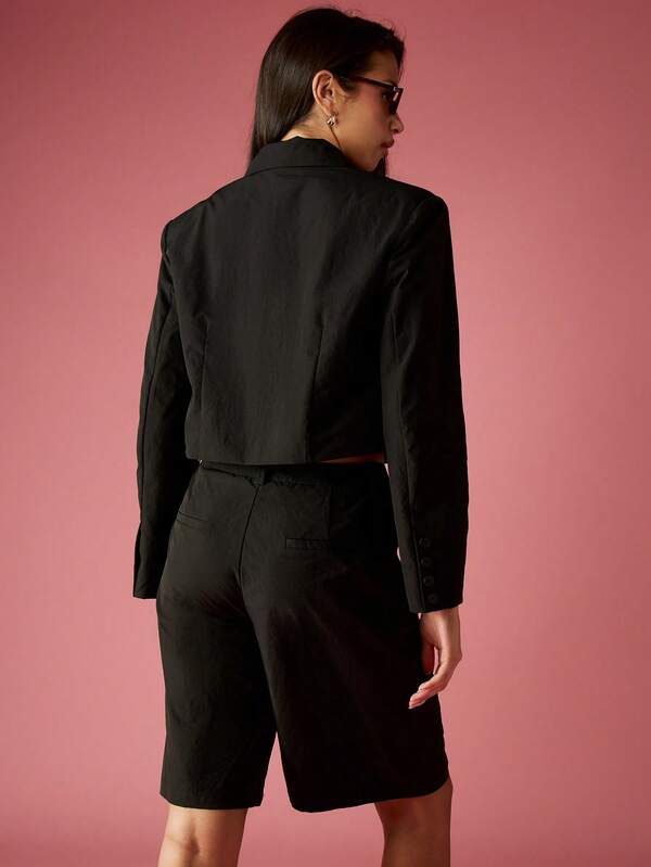 MISSGUIDED Cropped Single Button Blazer With Pleated Bermuda Shorts