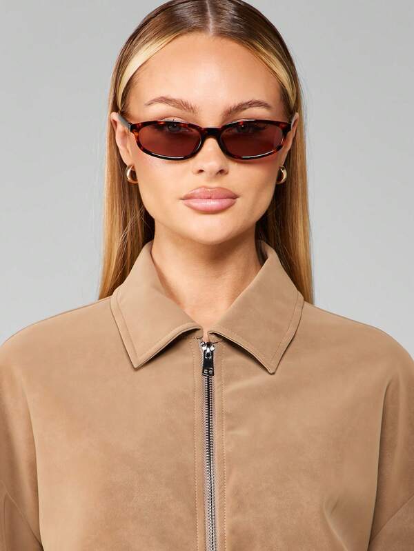 MISSGUIDED Cropped Suede Bomber Jacket With Collar And Zip
