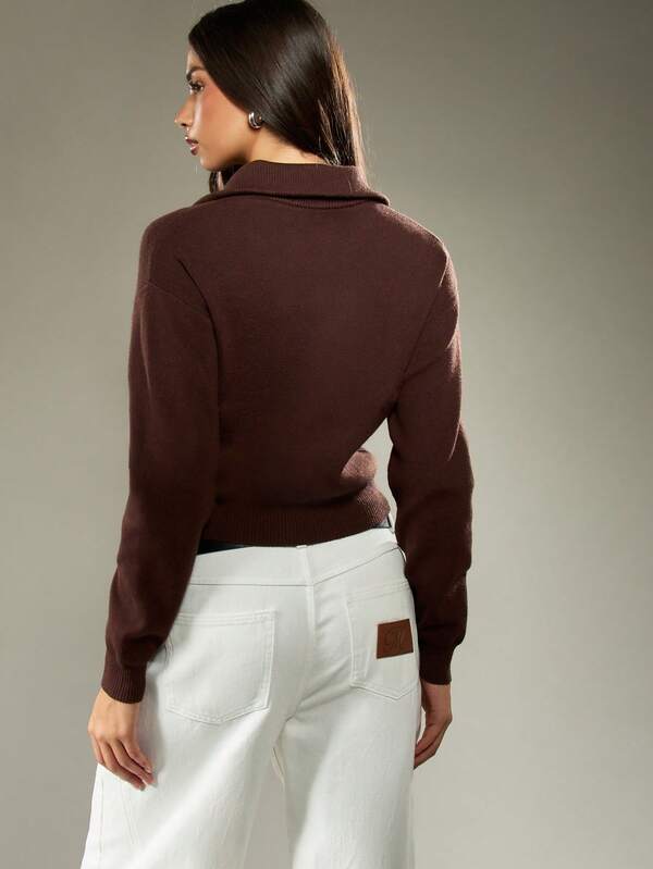 MISSGUIDED Cropped Zip Through Cardigan With Ribbed Hem