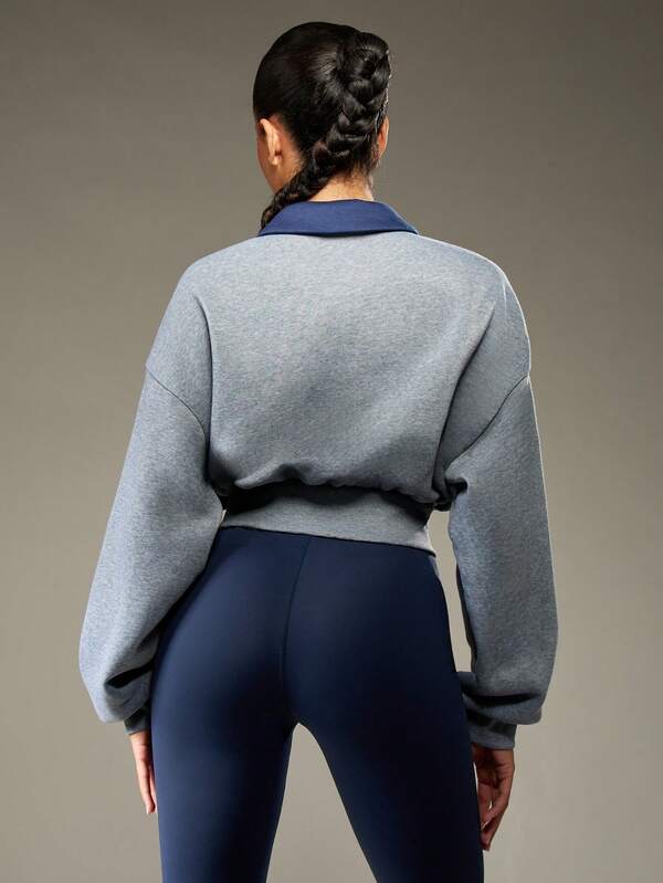 MISSGUIDED Cropped Zip Up Sweatshirt With Ribbed Collar And Waistband