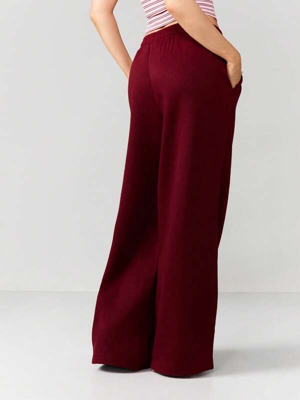 MISSGUIDED Crossover Back Bodysuit Jumpsuit With Wide Legs